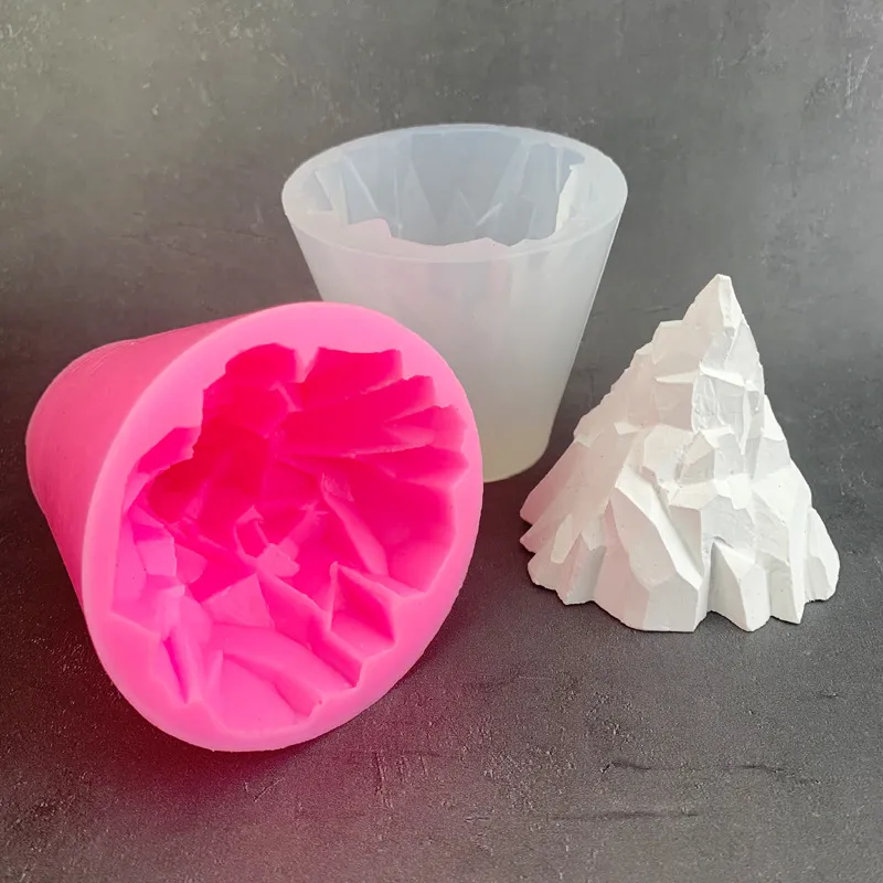 3D Buzdağı Mus Kek Kalıp Dondurma Kar Dağ Volcano El DIY Tütsü Mum Silikon Kalıp