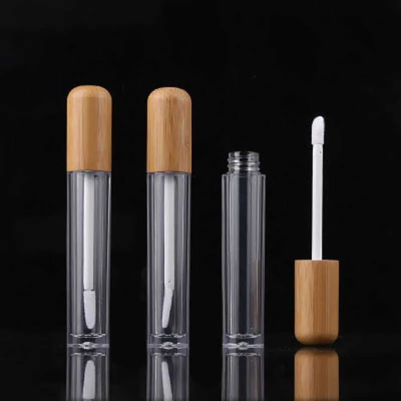 5ml Vintage Bamboo Lip Gloss packing bottle refillable Lips Balm Tube empty Cosmetic Container Packaging Lipbrush DIY Tubes