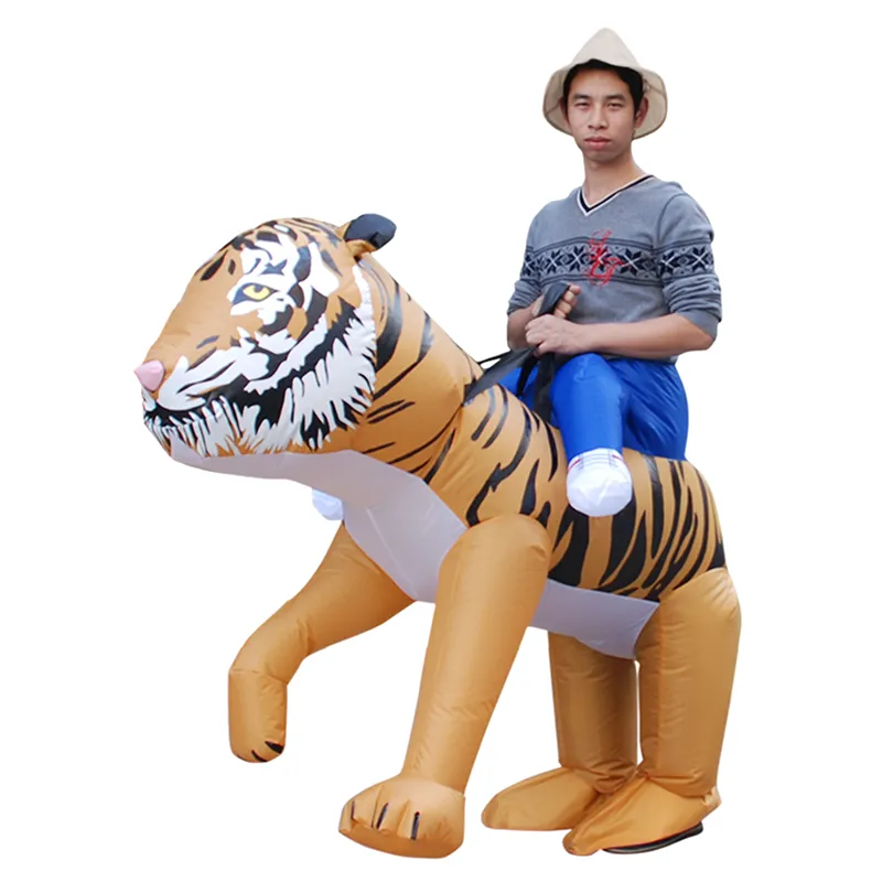 Mascot CostumesAdult Animal Brown Lion Tiger Inflatable Costumes Carnival Party Role Play Disfraz Half Body Walking Mascot Dress for Woman M