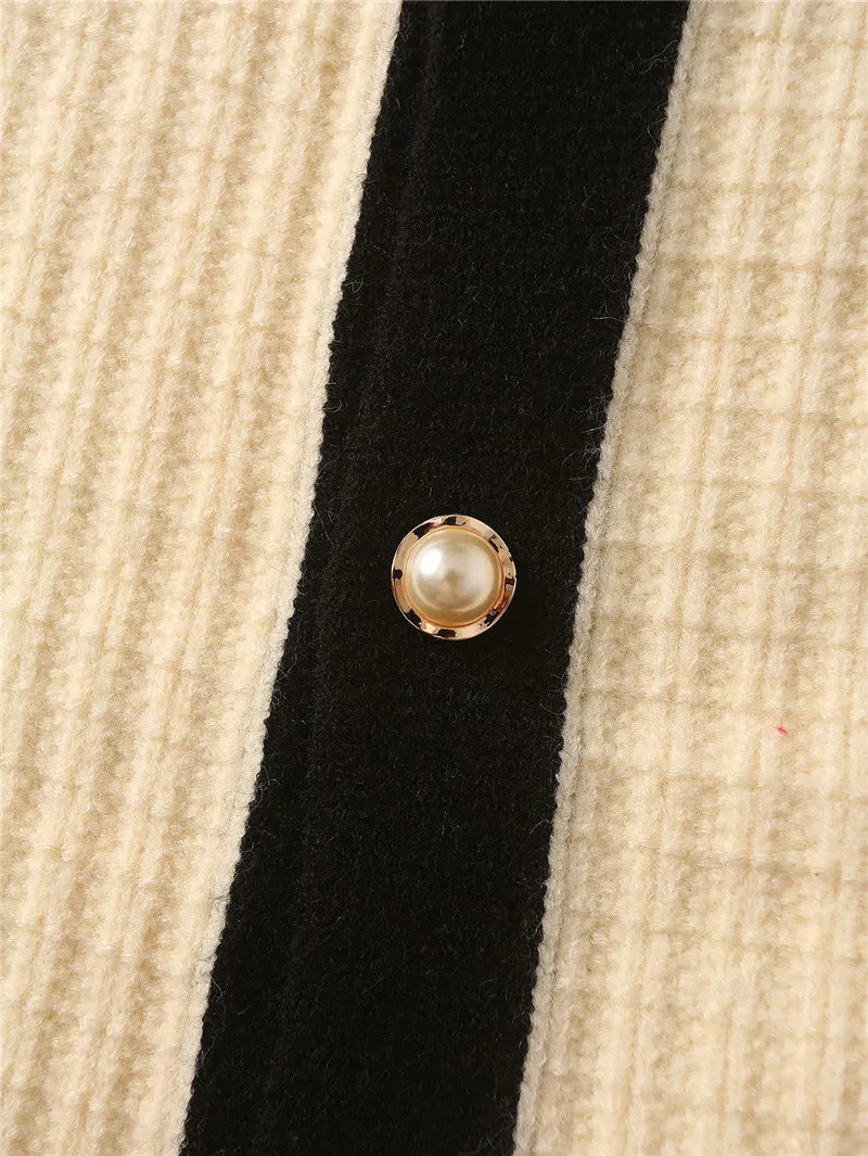 HSA cuello en V línea rayas mujer botón de metal cárdigan suéter holgado pereza elegante abrigo de punto Tops grueso 210417