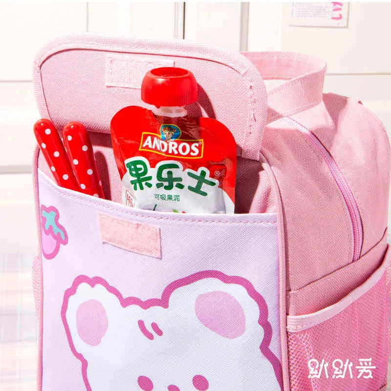 Kawaii almoço saco feminino bonito urso piquenique viagem térmica caixa de café da manhã meninas escola criança conveniente tote sacos de comida 118 211102229a