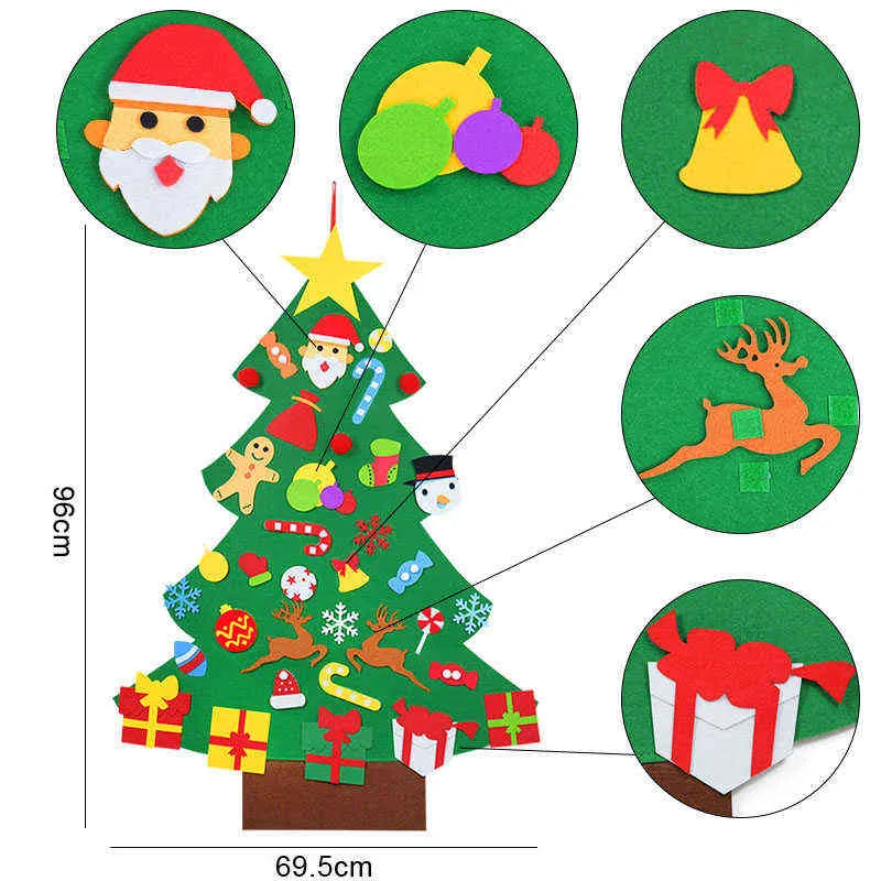 DIY Felt Christmas Tree Year Kids Gift Toys Door Wall Hanging Ornaments Merry Christmas Decorations For Home Navidad 211104