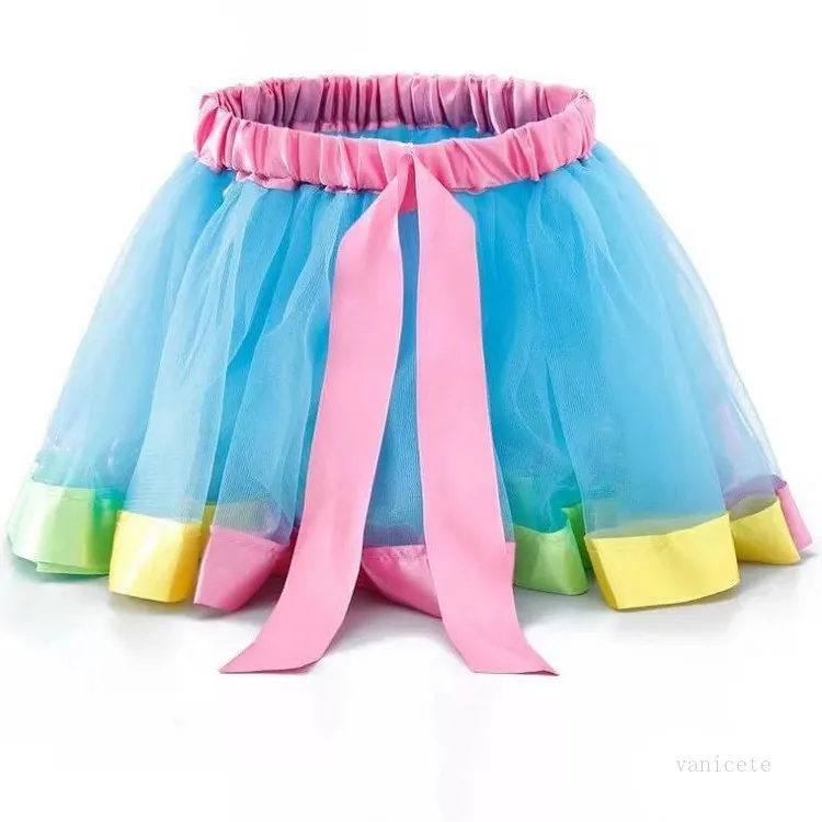 i Abbigliamento bambini Gonne arcobaleno Maglia Tutu Gonna Spettacolo di danza bambini Gonna bambini decorare SML T2I52149