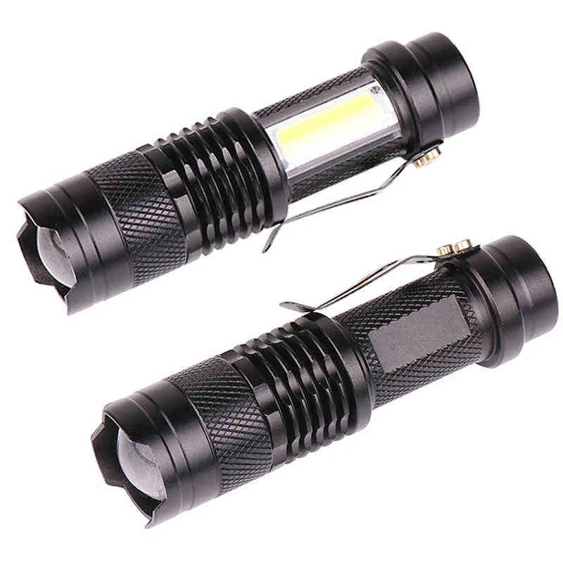 Inbyggt batteri USB-laddning LED-ficklampa XP-G Q5 COB LED Zoomable Vattentäta Taktiska ficklampor lampor Lantern för camping J220713