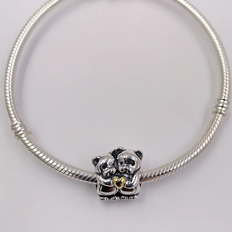 DIY charms beads for best friend jewelry making BEAR HUG pandora 925 silver magnetic friendship bracelet women chain bead set necklace pendant birthday gifts 791395