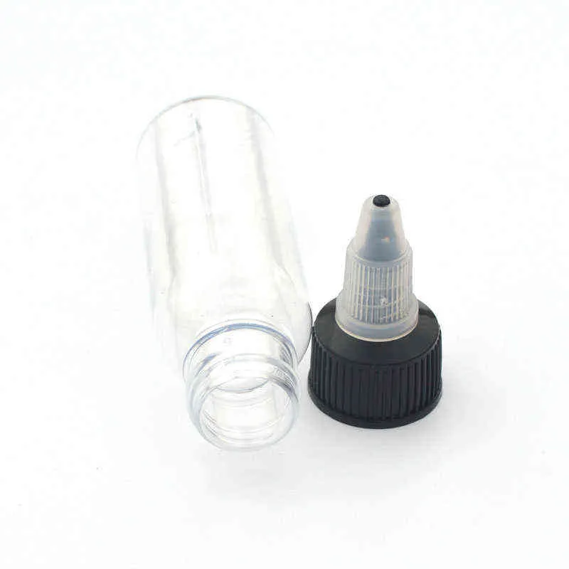 30ml 60ml 100ml 120ml Plastic Empty Ink Vial Top Black Cap Transparent Clear Bottle Tattooing Accessories 220110235D