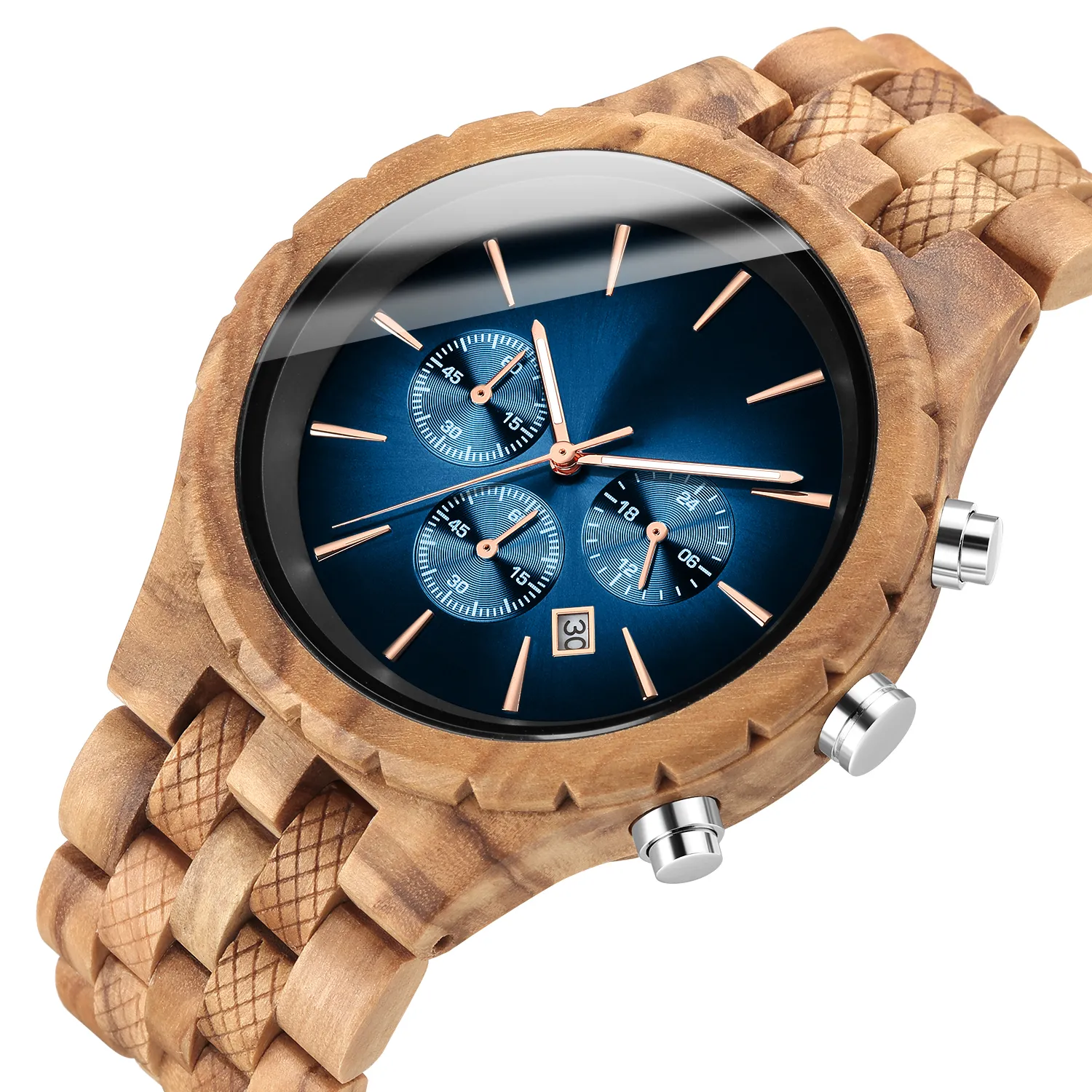 orologi da uomo in legno orologio multifunzione di lusso in legno da uomo orologio al quarzo retrò orologio da polso sportivo moda uomo231f