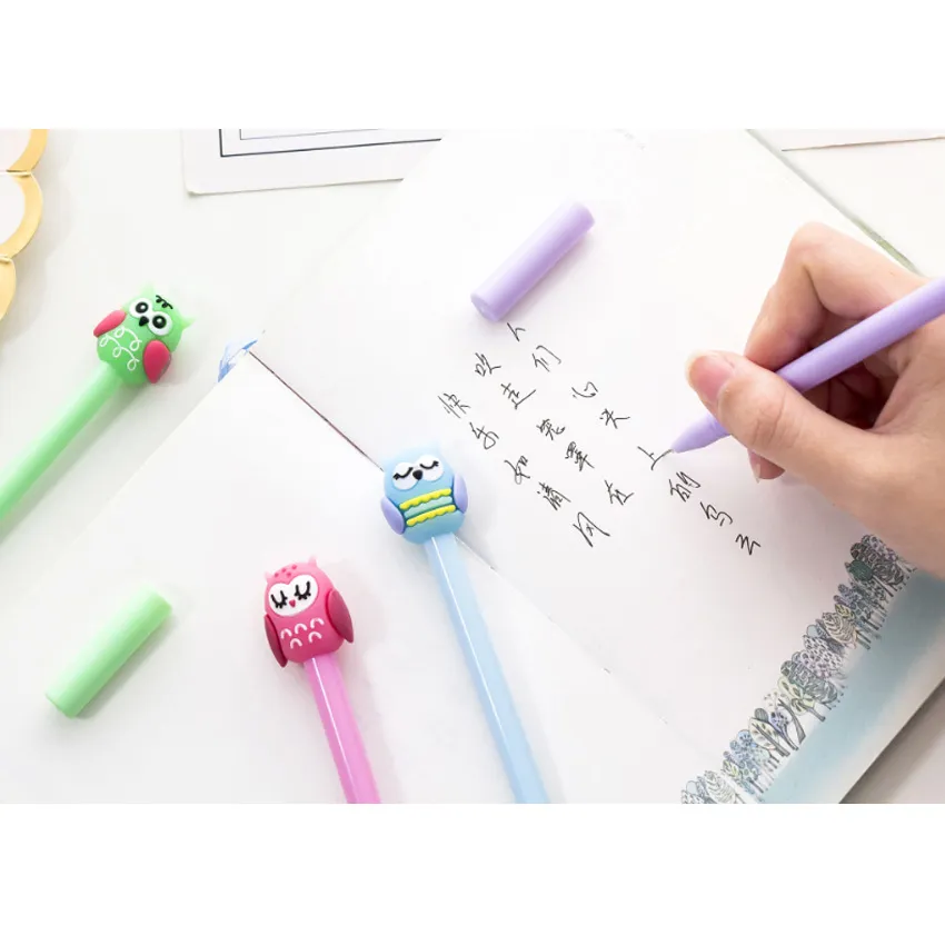 30 teile/los 0,5mm Kawaii Und Niedliche Eule Neuheit Briefpapier Für Kinder Mädchen Geschenk Cartoon Neutral Stift 210330