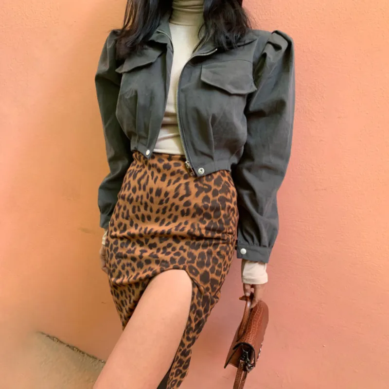 Sexy Leopard Druk Wrap Spódnica Kobiety Lato Wysoka Talia Femme Długość Kolana Spódnice Dna Streetwear Party Night Clubwear Outfi X0428