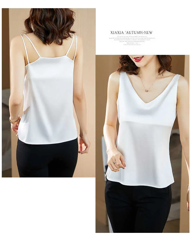 Sommer Koreanische Mode Seide Tank Top Frauen Satin Büro Dame Solid Black Cami Plus Größe XXXL Grün s für 210531