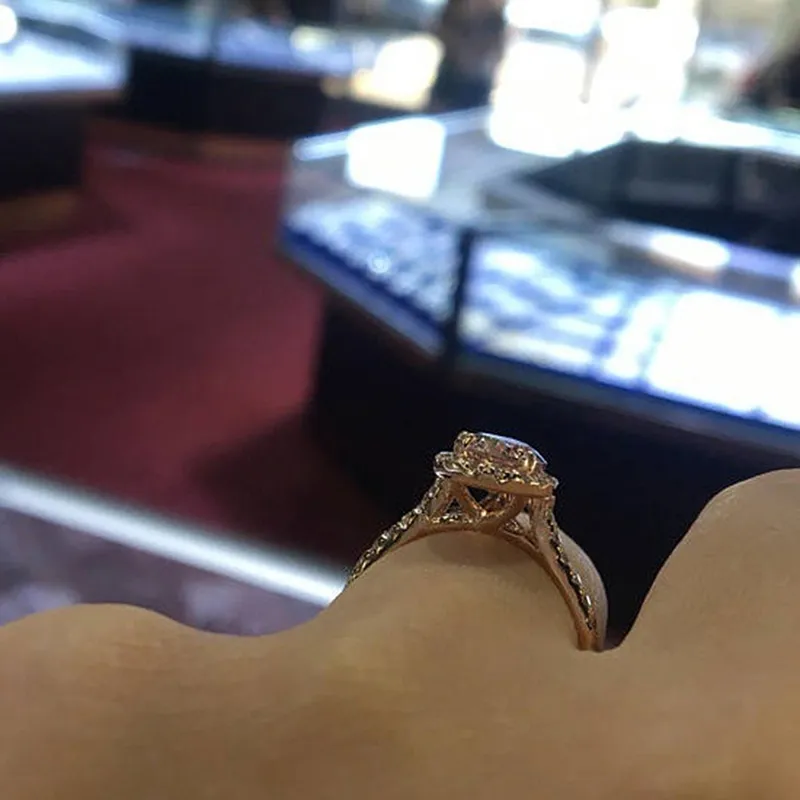 Bröllopsring Set Rose Gold Pear Cut Engagement Ring BandanniversaryMoissanite Ring SetBridal Size 510 Irish Ring3641888