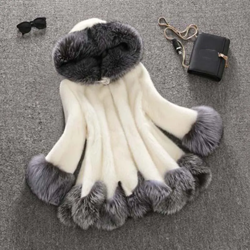 Nowy projektant M-12xl luksusowy imitacja luksusowa imitacja norki Zimowa faux futra płaszcza kurtki z kapturem w wysokości ponadprzeciętna żeńska samica ciepłe parki
