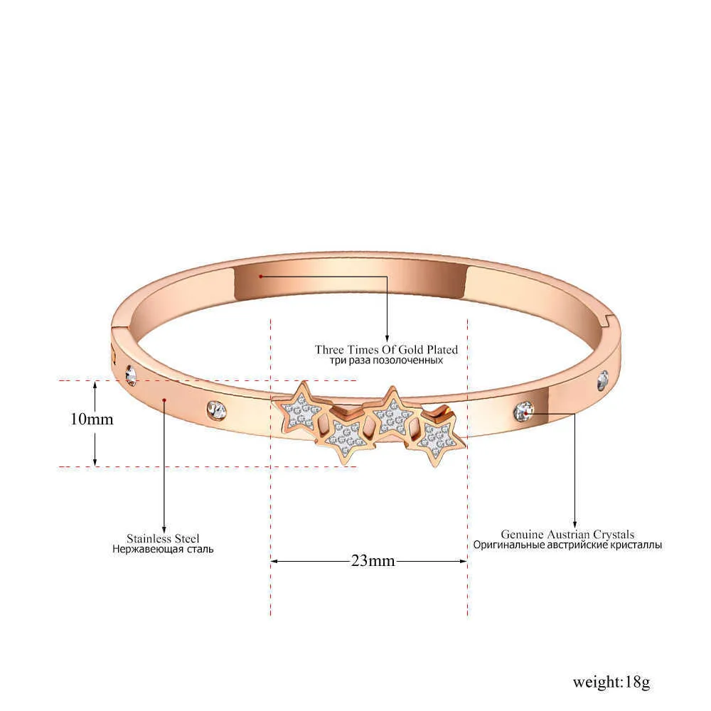 Zoomango Sprankelende roestvrijstalen Star Charm Armbanden Armbanden voor Dames Trendy Rose Goud Rhinestone Bohemen Sieraden ZB20111 Q0717