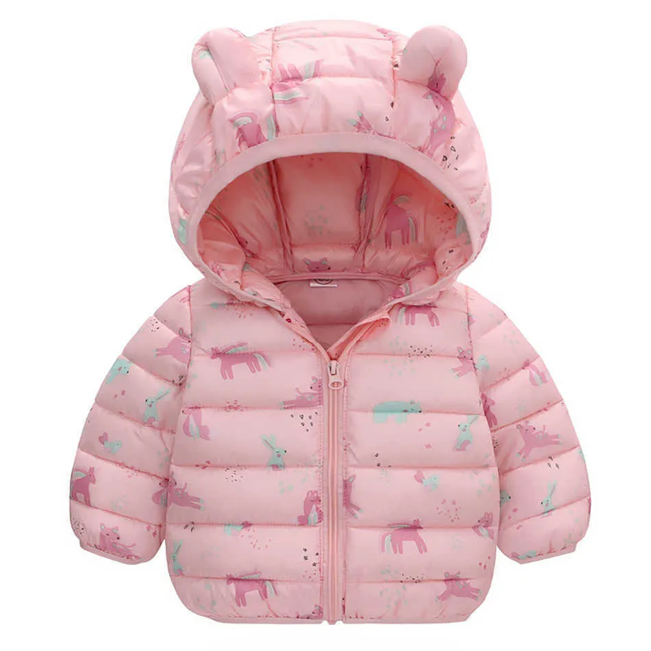 Automne Enfants Vêtements Filles Manteau coloré pour hiver Veste à capuche en coton pour enfants 210916