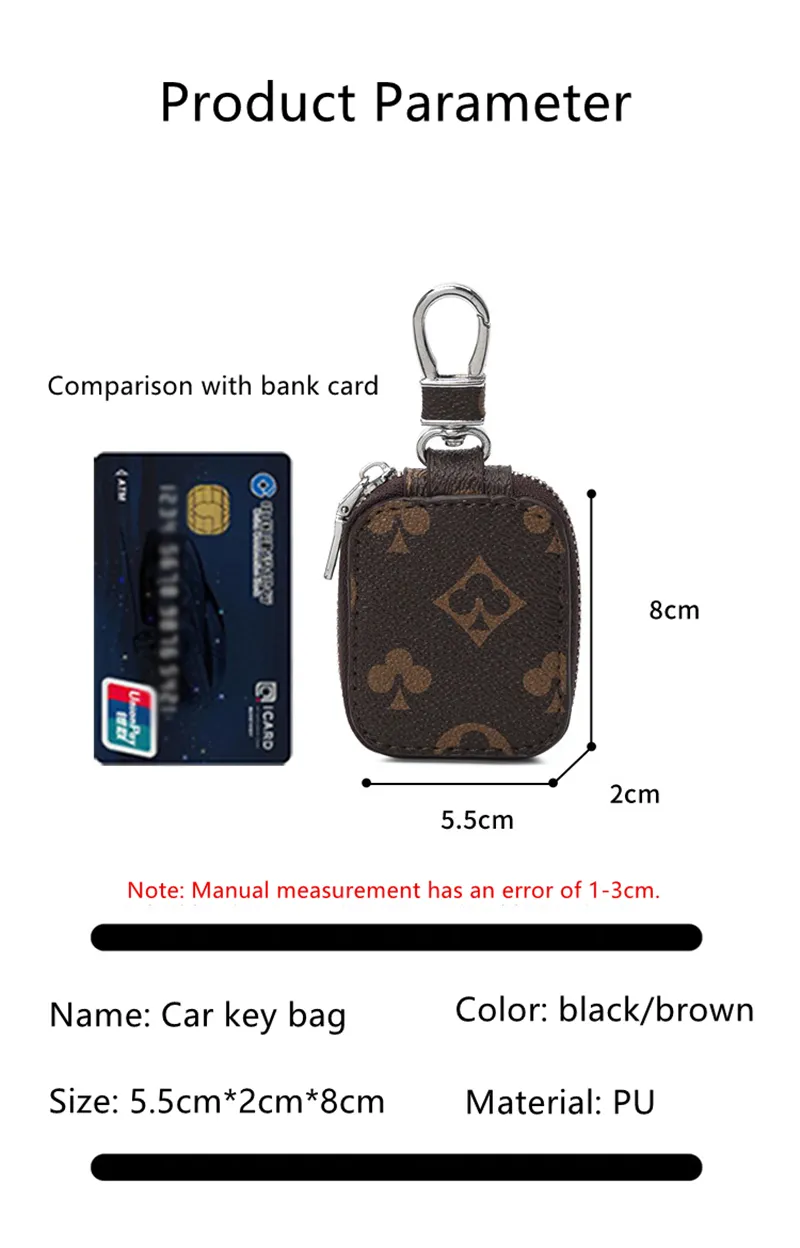 2021 Vintage Car Key Case Mężczyzna PU skórzany Klucze uchwytu Portfel Kobiety Smart Houseeper Zipper Bierek Bag Paftle 306Q256W