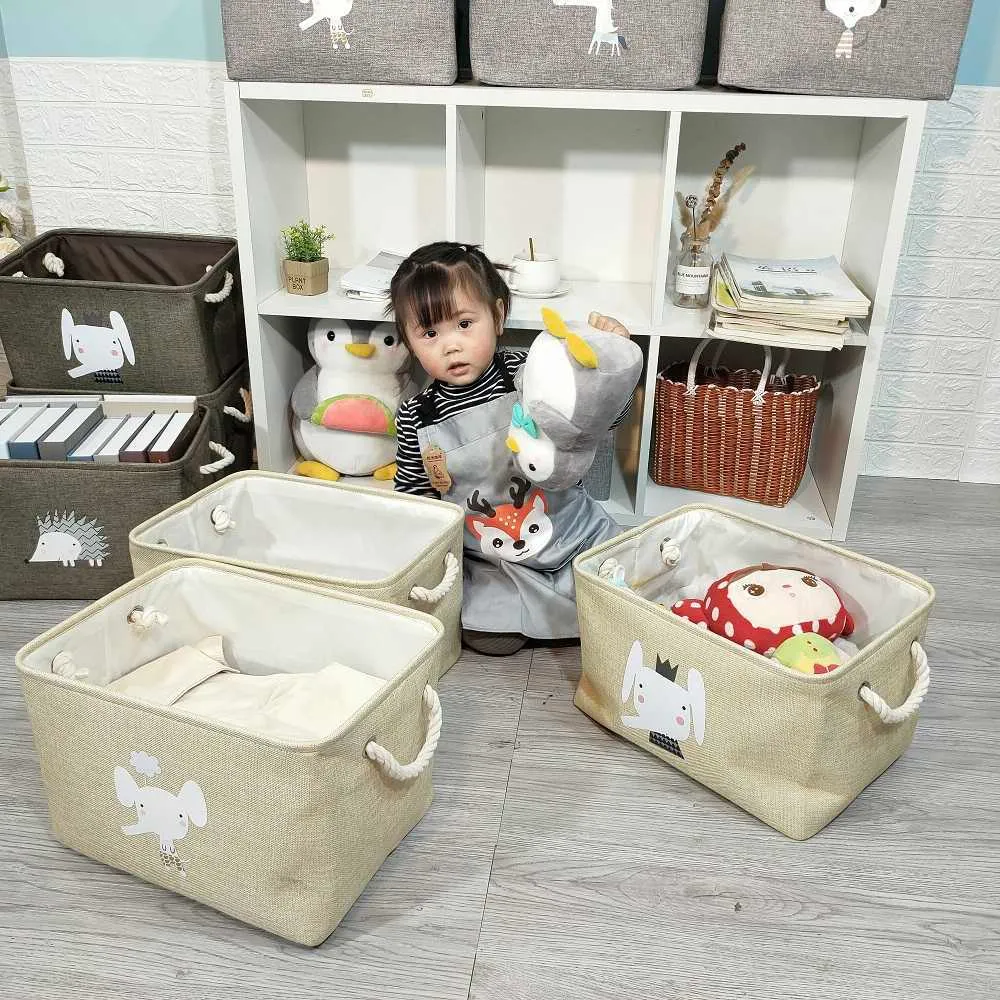 Cube Large Folding Storage Box Cute Animal Laundry Hamper Blanket Clothes Toy Baskets Bin For Kids Toys Organizers 210922