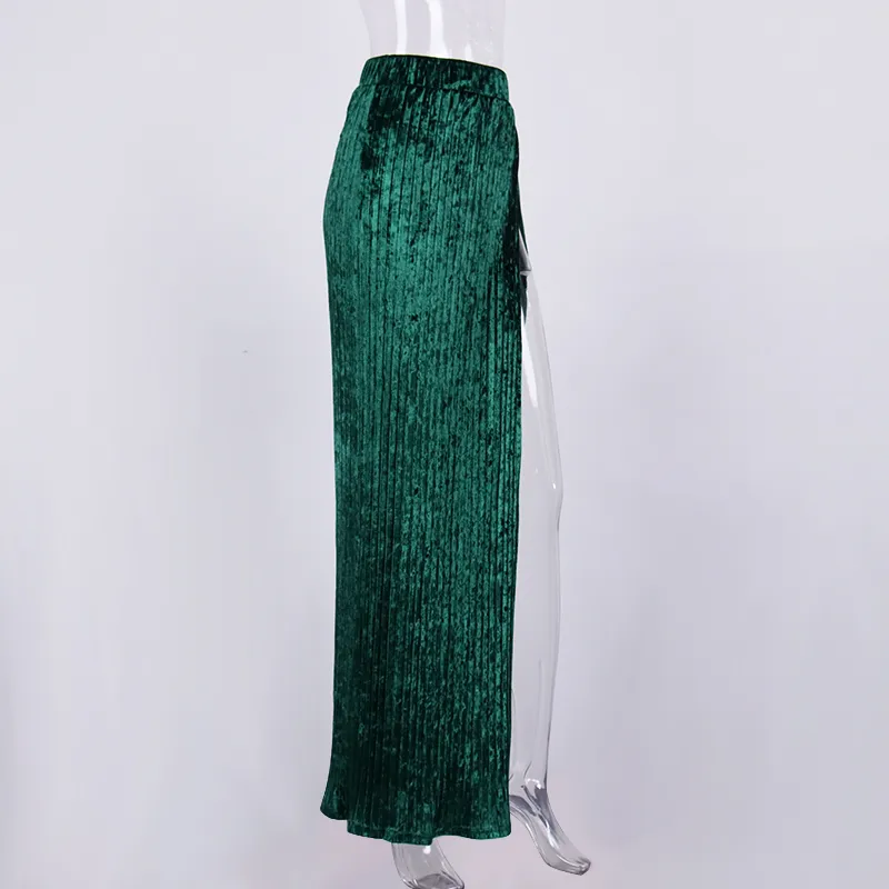 NewAsia Long Skirt Woman Velour Side Split Solid Color A Line High Waist Skirt Ladies Casual Sexy Party Beach Skirts y2k Clothes 210331