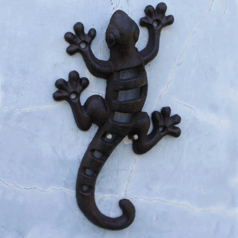 Preto europeu vintage casa jardim ferro fundido gecko parede lagarto estatuetas barra decoração de parede metal estátuas animais escultura artesanal 214474778