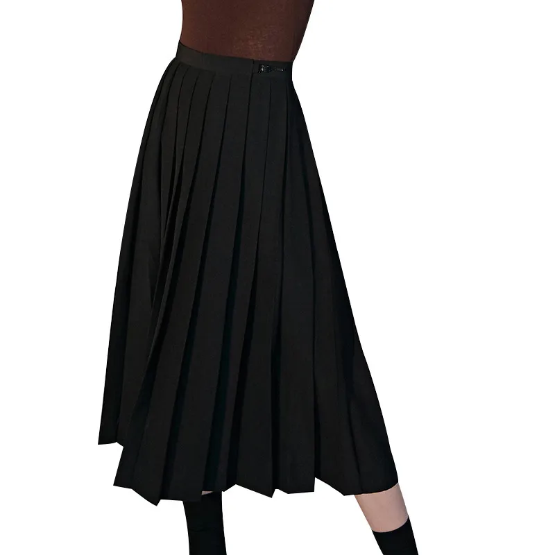 Ropa de mujer de moda de verano de cintura alta plisada A-line bottoms falda de medio cuerpo office lady WP66701, 210421