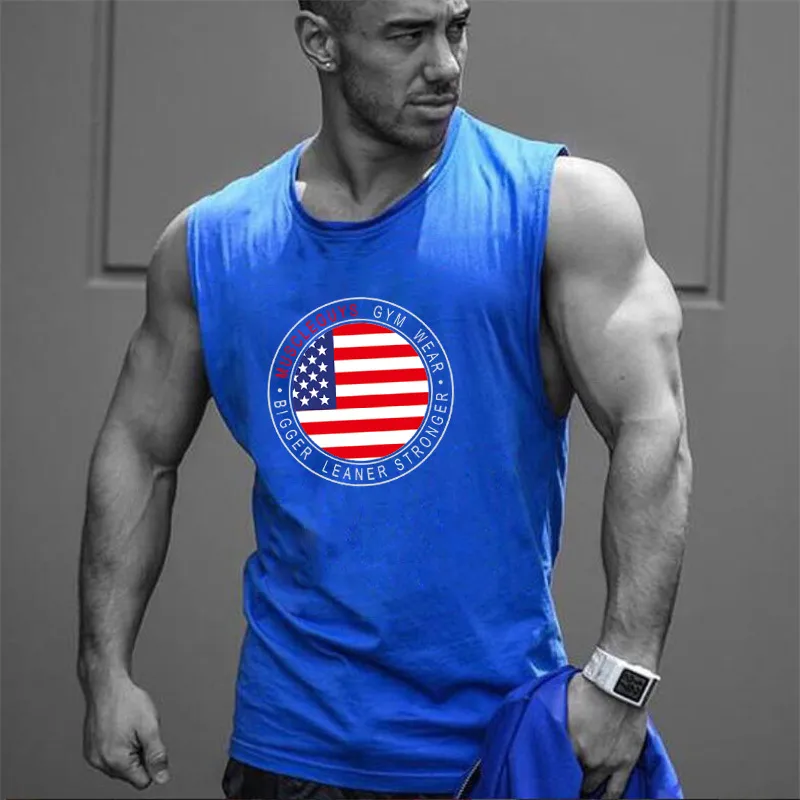 Gym Tank Toppar Mens Undershirt Sportande Slitage Canotte Bodybuilding Män Fitness Exercise Kläder Vest Ärmlös Skjorta 210421