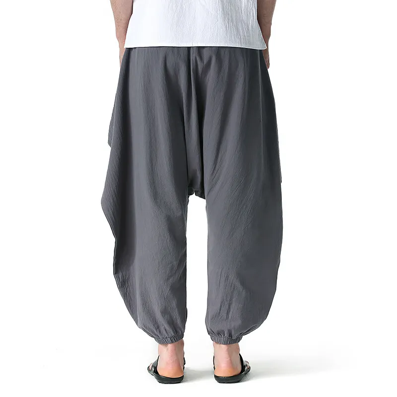 Solide hommes pantalons croisés décontracté coton sarouel hommes respirant Baggy Harajuku Streetwear surdimensionné pantalon pantalons de survêtement 210524