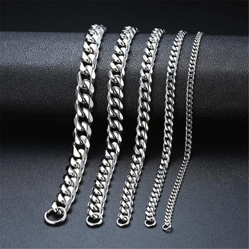 Zincirler 5 adet çok punk kolye erkekler için kadınlar için curb cuban bağlantı zinciri chokers unisex vintage siyah altın ton katı metal 3179