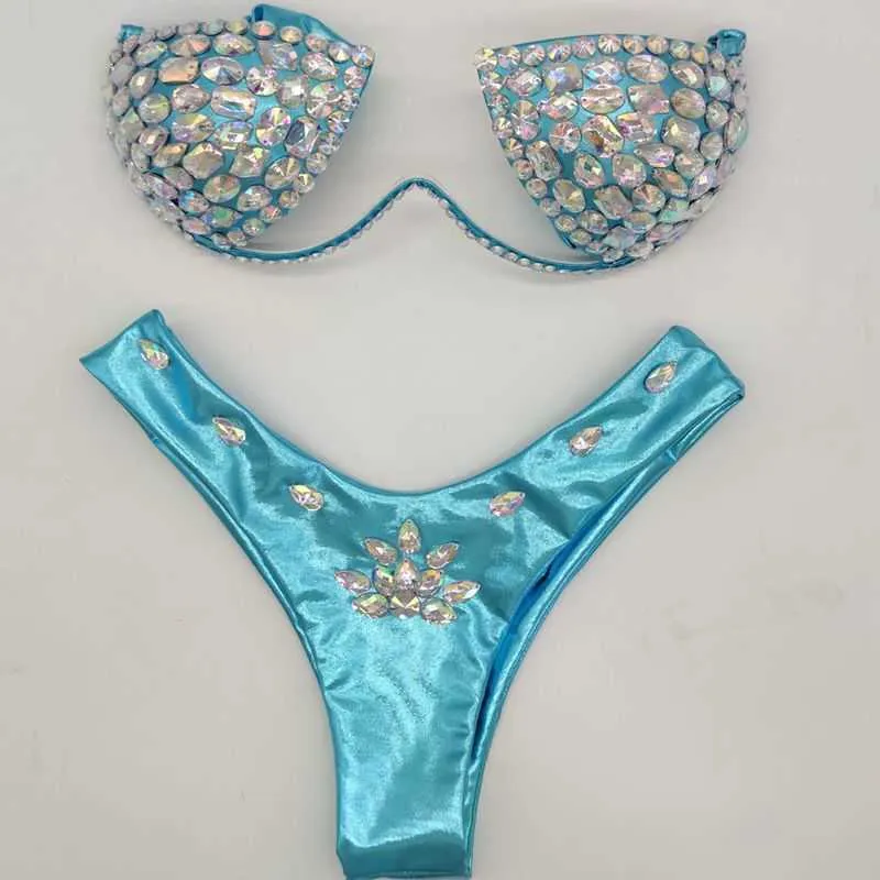 2021 venus vacanze donne sexy bikini set strass diamante costumi da bagno bling pietre estate costume da bagno costume da bagno biquini7709800