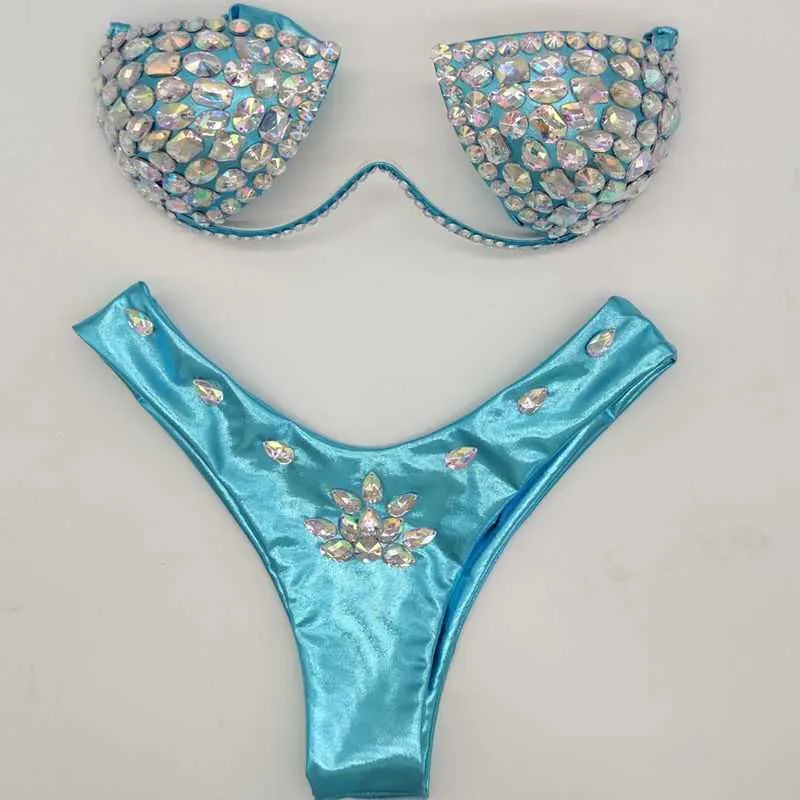 2021 Venus Vacation Sexy Women Bikini Set Rhinestone Diamondwear Swimwear Bling Stones Summer Swimsuit Biquini709800