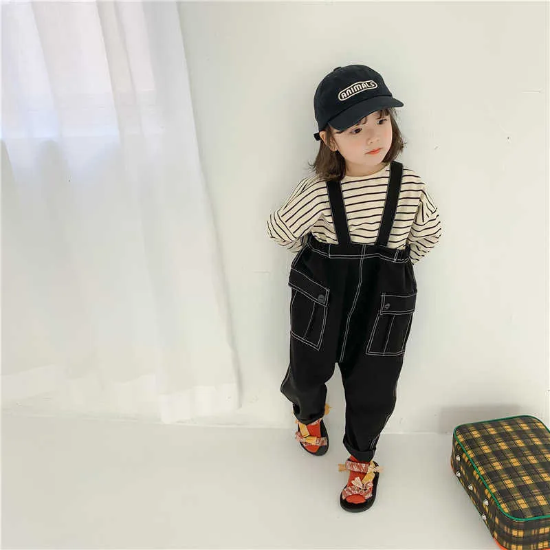 Spring unisex mode stora pp overaller 2-7 år pojkar och flickor förlorar Suspender Harem Pants 210708