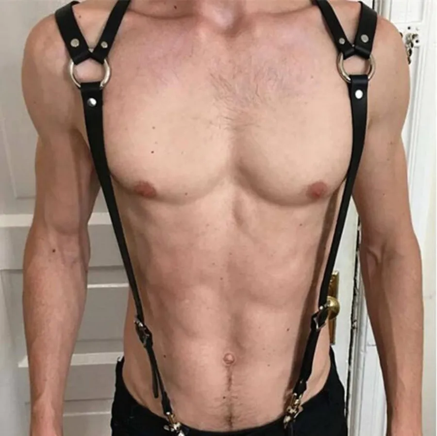 Lederen punk persoonlijkheid spier heren mode Suspender riem SP8G294P