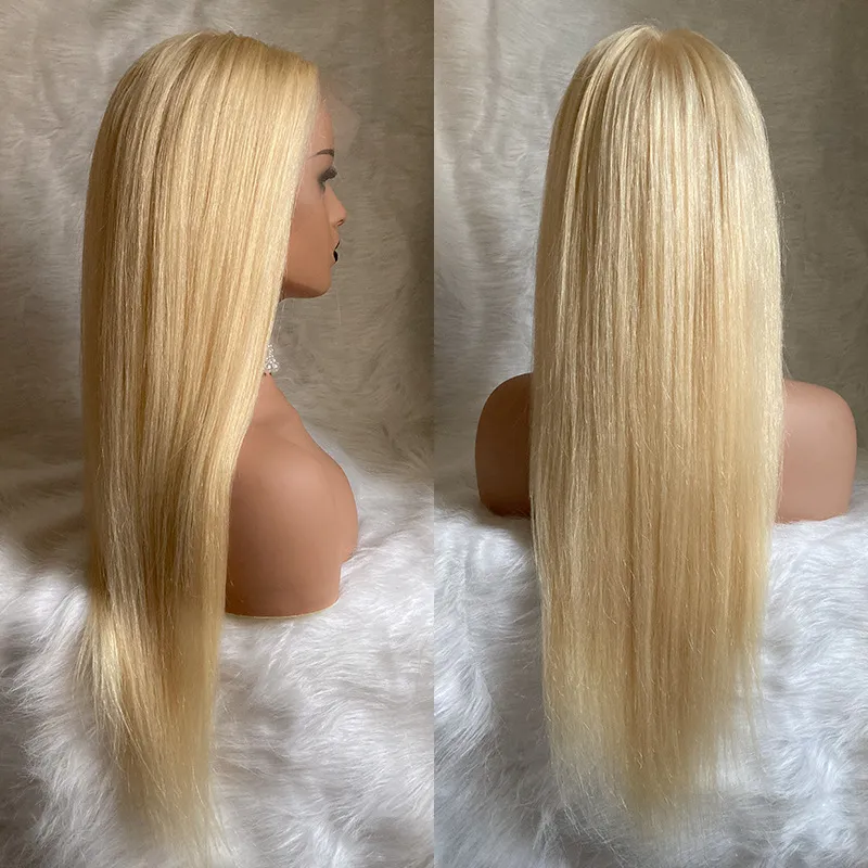 613 Blonde Kanten Voorkant Menselijk Remy-haar Pruiken Handgebonden 12~28 inch Rechte Pruik 150% Dichtheid 13*4 Kant-frontaal Perruques De Cheveux Humains RQY4341