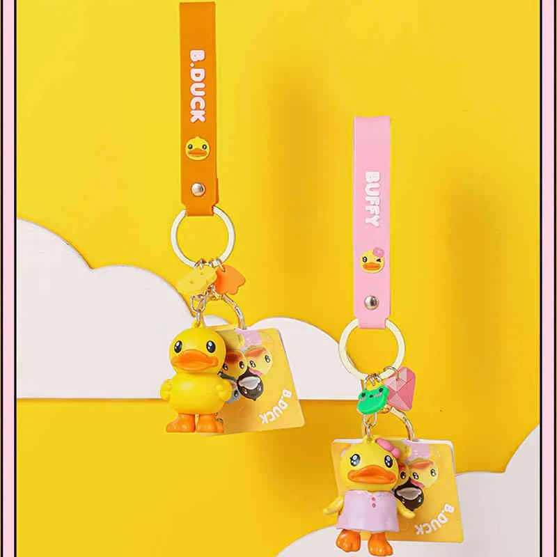 Dessin animé BDuck petit canard jaune porte-clés pour femmes sac pendentif créatif poupée sac à dos clé accessoire porte-clés voiture haut de gamme cadeau 8098381