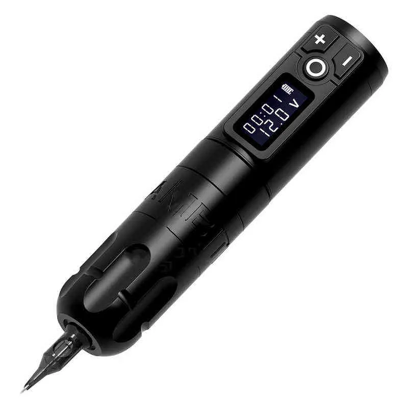 Ambition soldat trådlös tatuering penna maskin batteri med bärbar kraft borstlös motor digital LED-display för kroppskonst 211223