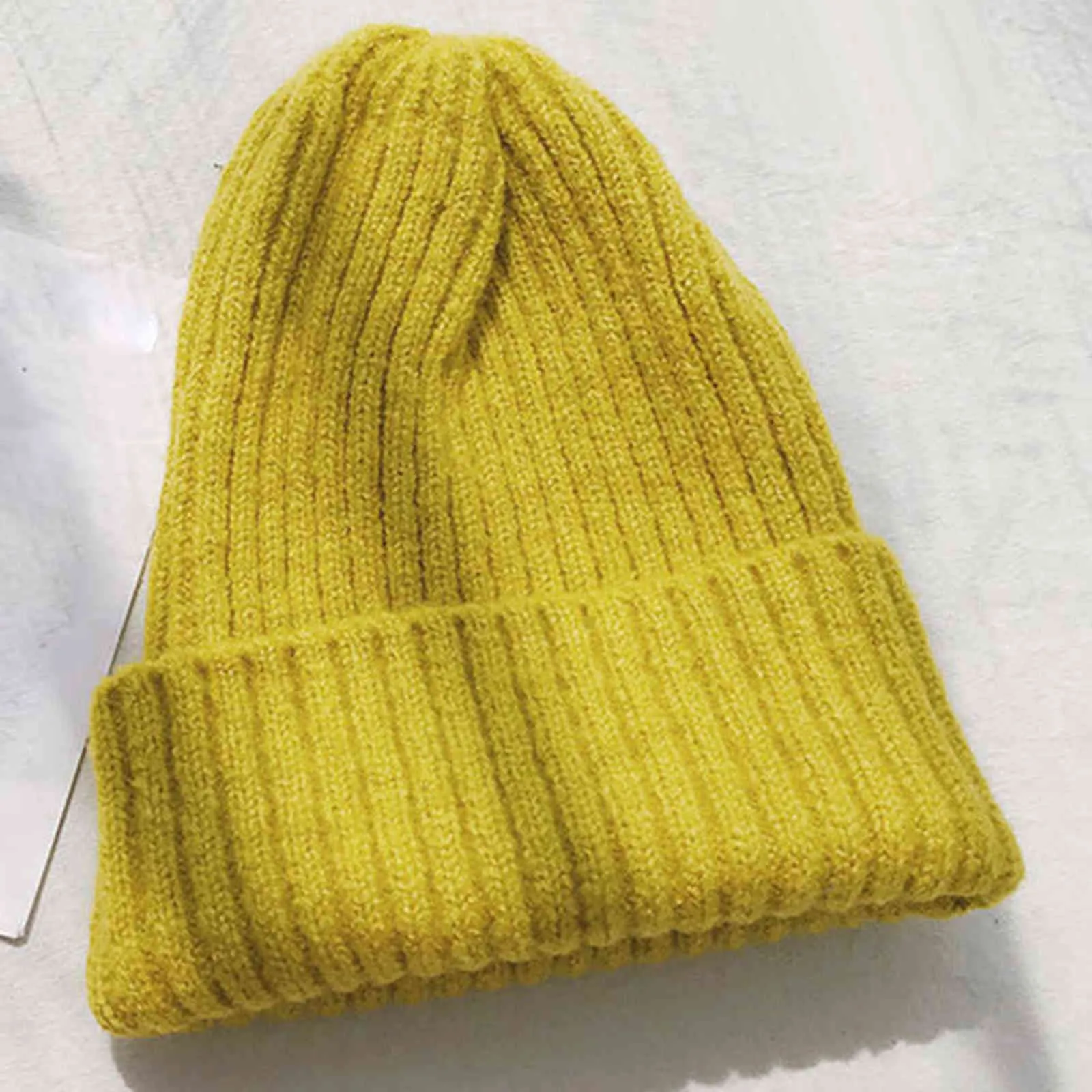 Vinter varma kvinnor / män hatt beanie cap med fleecefoderblandad ull stickad lock solid kvinnlig tjej röd svart vit rosa grå y21111