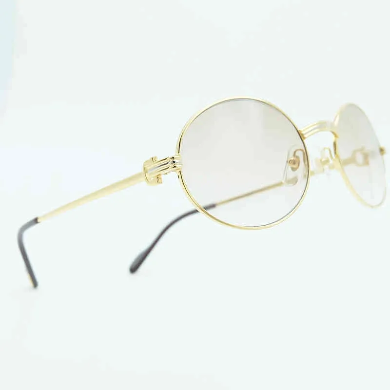 Retro Oval Metal Sunglasses Masculino Designer Autorizado Mens Francês Sol Óculos de Luxo Top Gold Sunglass Redonda Óculos Elegantes