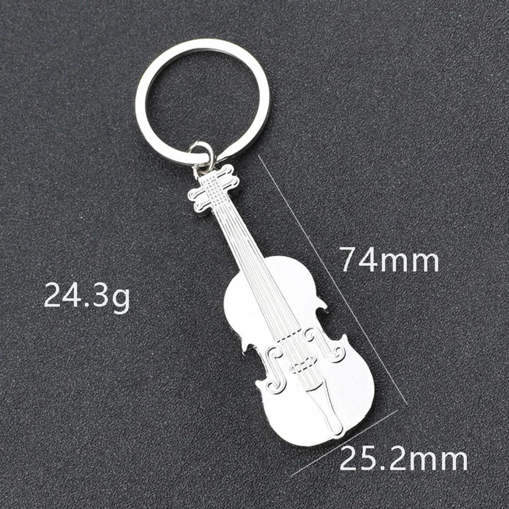 Mode violon métal voiture porte-clés élégant musique porte-clés hommes femmes pendentif créatif cadeau bijoux