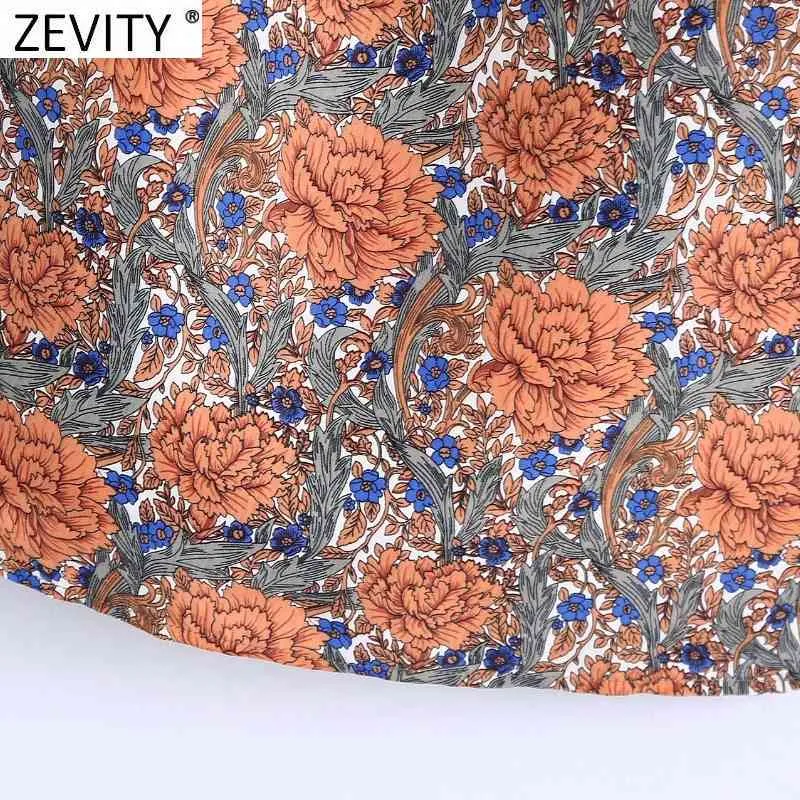 Women Vintage Totem Floral Print Casual Slim Mini Dress Female Chic Puff Sleeve Back Elastic Summer Vestidos DS8260 210420