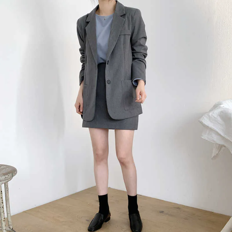 Herbst elegante schlanke Damen Rock Anzug zweiteilige hochwertige Mode mittellange Damen Jacke Mantel schlanke Taille 210527