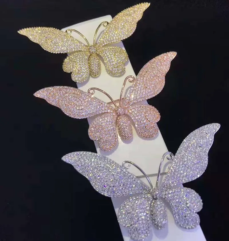 75x45mm de alta calidad de la mariposa de la mariposa de la mariposa de la mariposa de las mujeres con accesorios de doble suéter de invierno broche