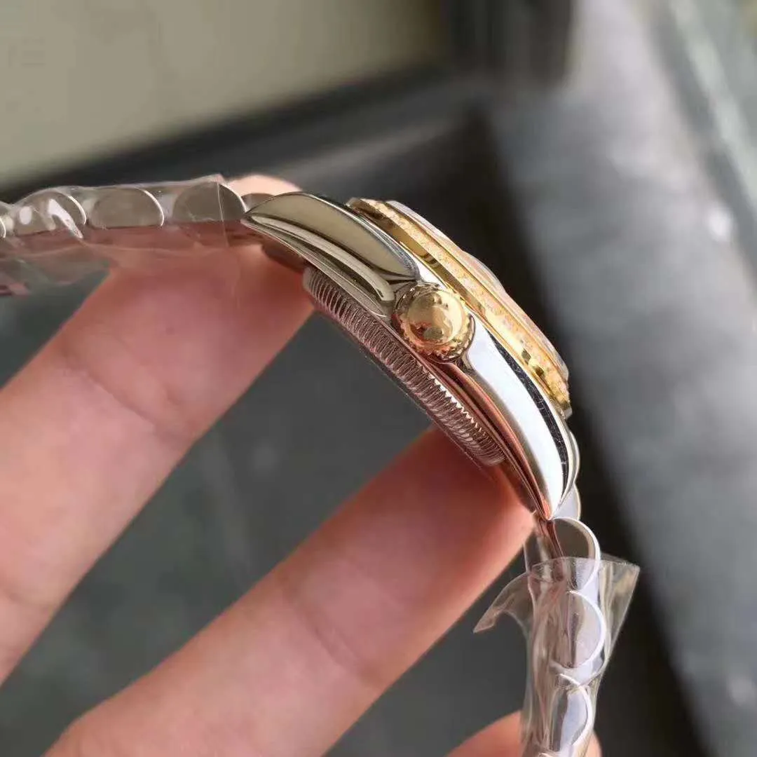 Wysokiej jakości diamentowy moda Rose Gold Ladies Watch 28 mm mechaniczne automatyczne zegarki damskie Pasek ze stali nierdzewnej Bra222p