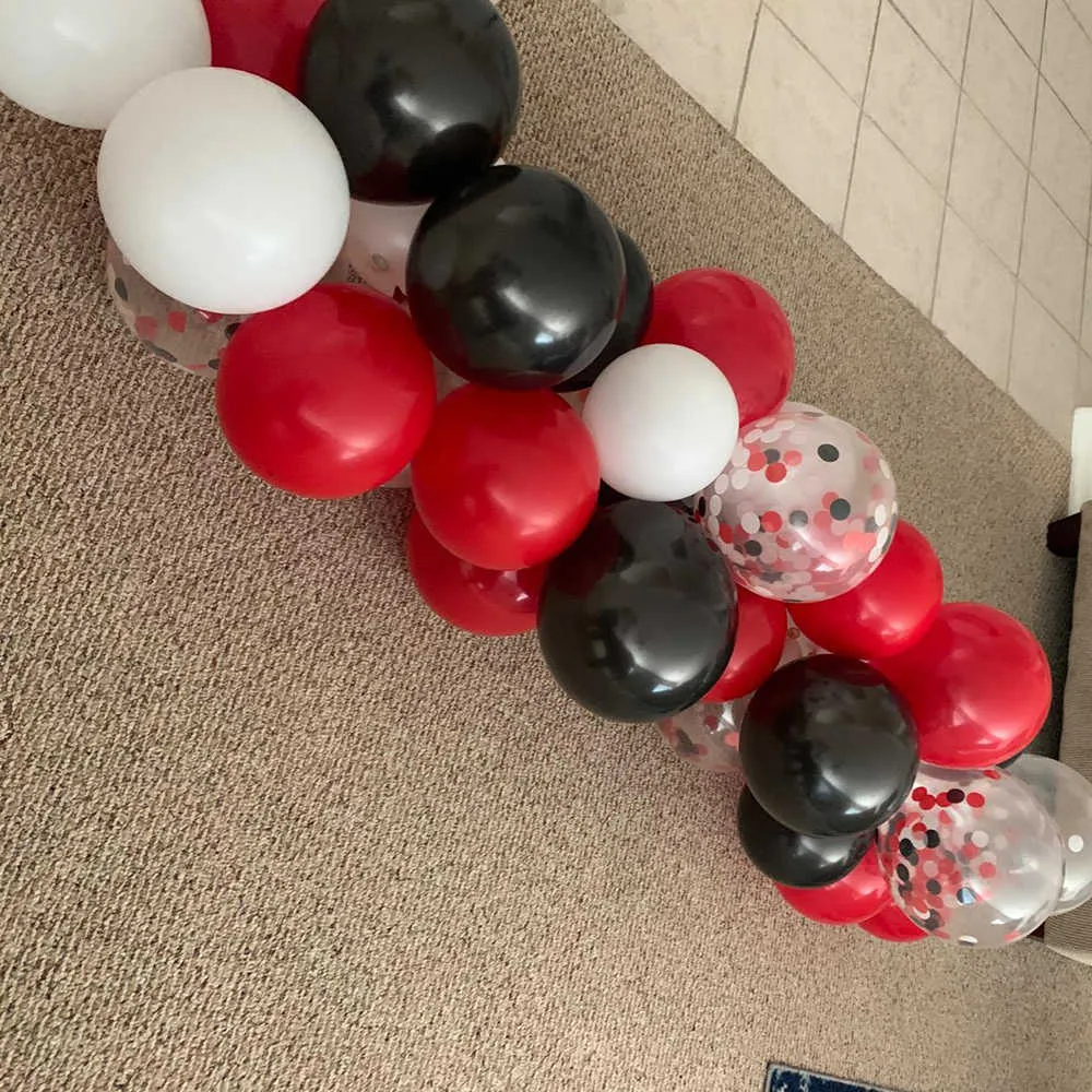 / lote circo aniversário balloons arco garland kit preto vermelho branco balões de confete balloons decoração festa de aniversário y0929