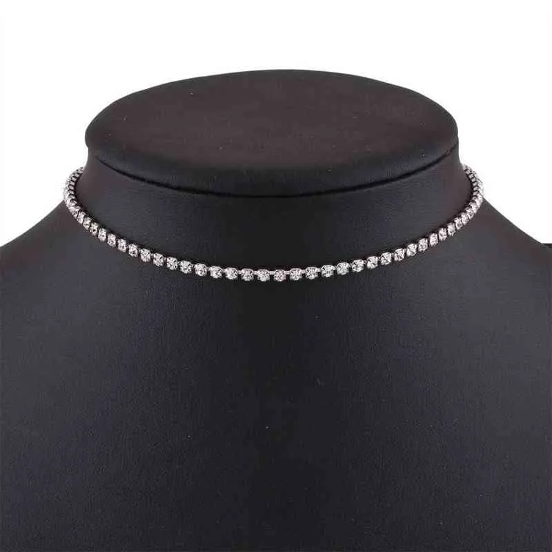 Kmvexo Design simple Crystal Beads Choker Collier Femme Collier Sparkly Rimestone Chocker Wedding Bijoux 2019 G1213