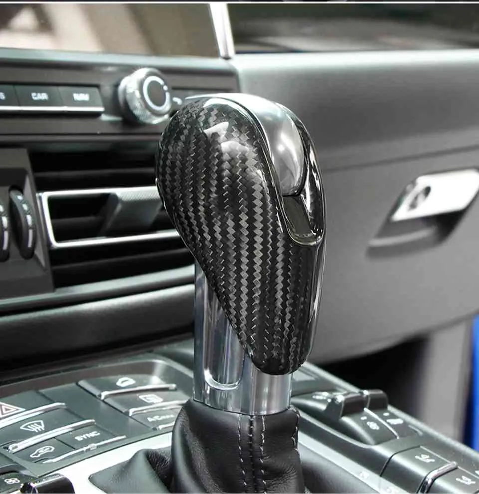 Bon Fiber para MACAN Panamera 718 911 tapa de perilla de palanca de cambios de coche 2014-2020 accesorios de coche