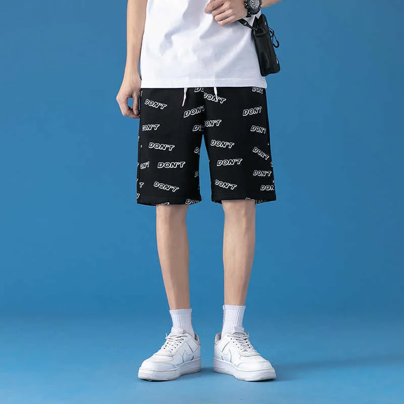 Single Road Herren Shorts Sommer Gedruckt Mode Kurze Hip Hop Japanische Streetwear Männliche Hosen Casual Schwarz Für 210714