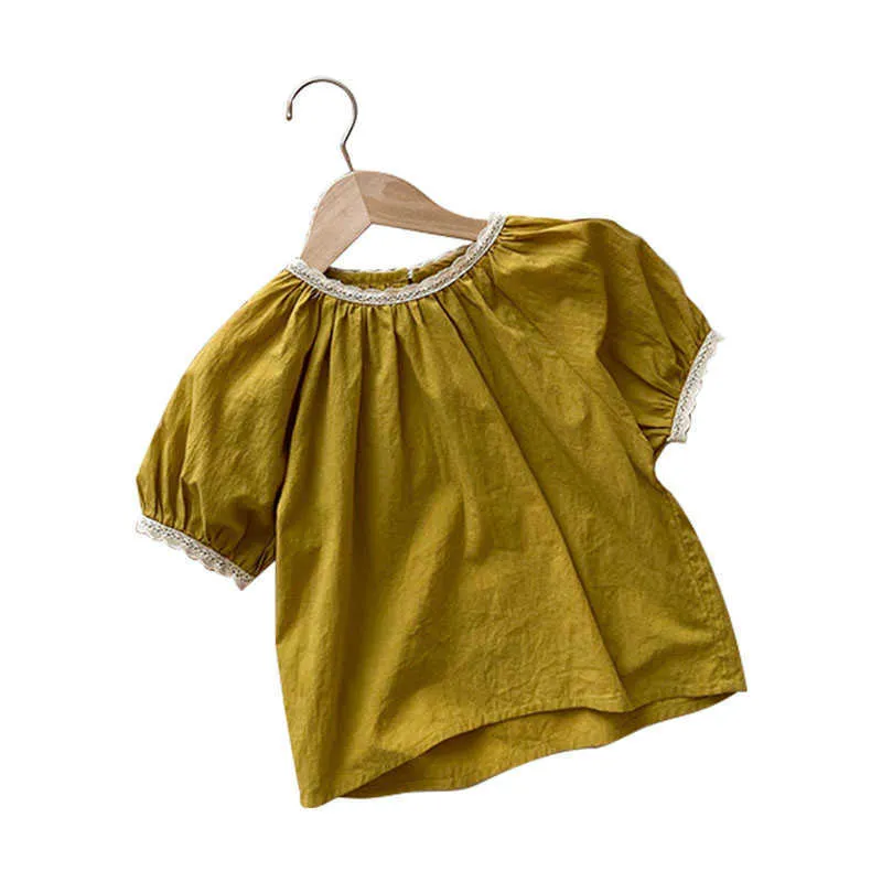 Bear Leader Girls Blouses de style coréen Mode d'été Baby Girl Casual Chemises en dentelle à manches courtes Vêtements décontractés pour 1-6 ans 210708