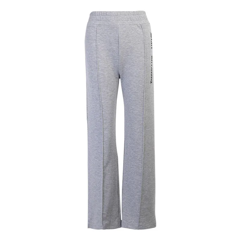 Pantaloni Ezgaga donna Autunno Moda Baggies Lettera Stampata Vita alta Pantaloni sportivi Stretch Pantaloni gamba larga Grigio Streetwear 210430