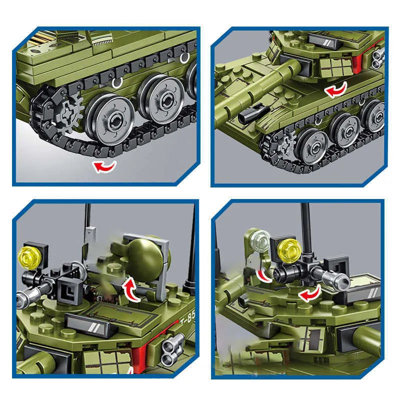 Sembo 324 stks Militaire Sets Main Battle Tank WW2 Bouwstenen Wapen Figuren Army City Enlighten Bricks Speelgoed voor kinderen Gift X0902