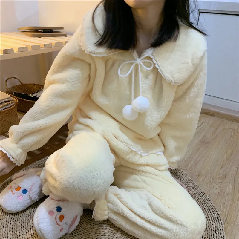 Korean Soft High Quality Homewear Kobiety Loose Cute Sweet Princess Chic Sleepwear Wszystkie Dopasuj Piżamy Zestawy 210525