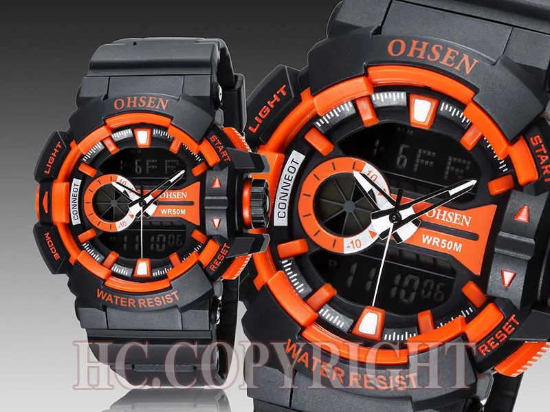 Big Dial Mens Hoge Kwaliteit Multi Functie Dual Time Display El Light Duik Sports Polshorloge G1022