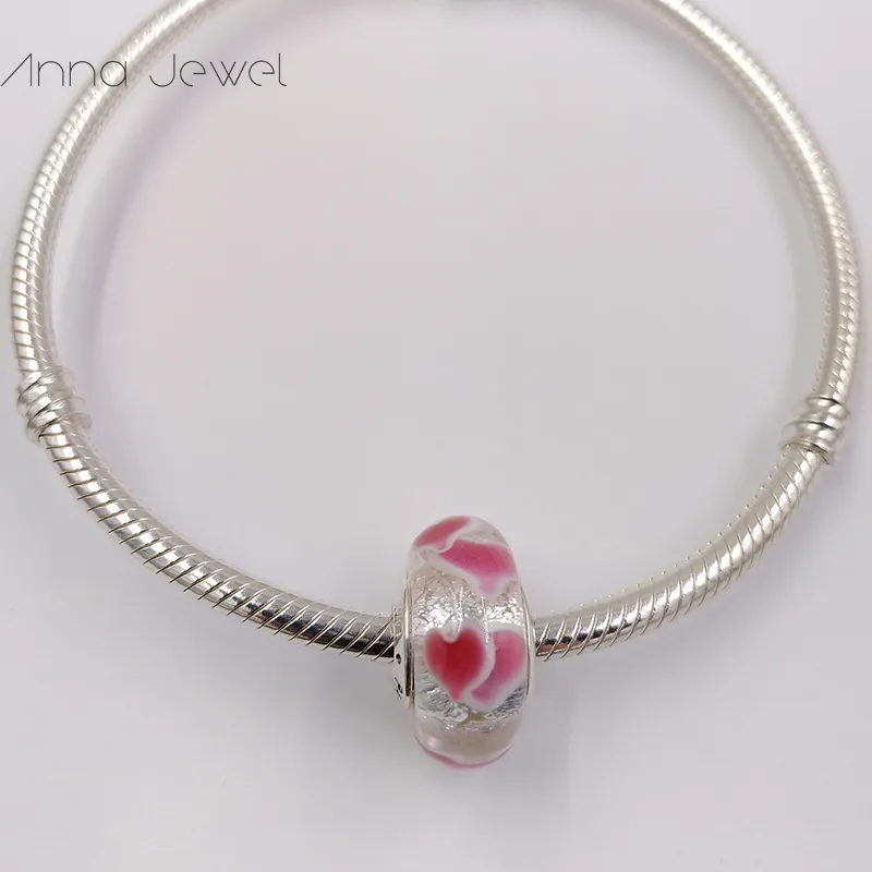 Bracelets porte-bonheur bricolage ﾠ bijoux pandora murano entretoise pour fabrication de bracelets coeur d'amour perle de verre pour femmes hommes cadeaux d'anniversaire fête de mariage